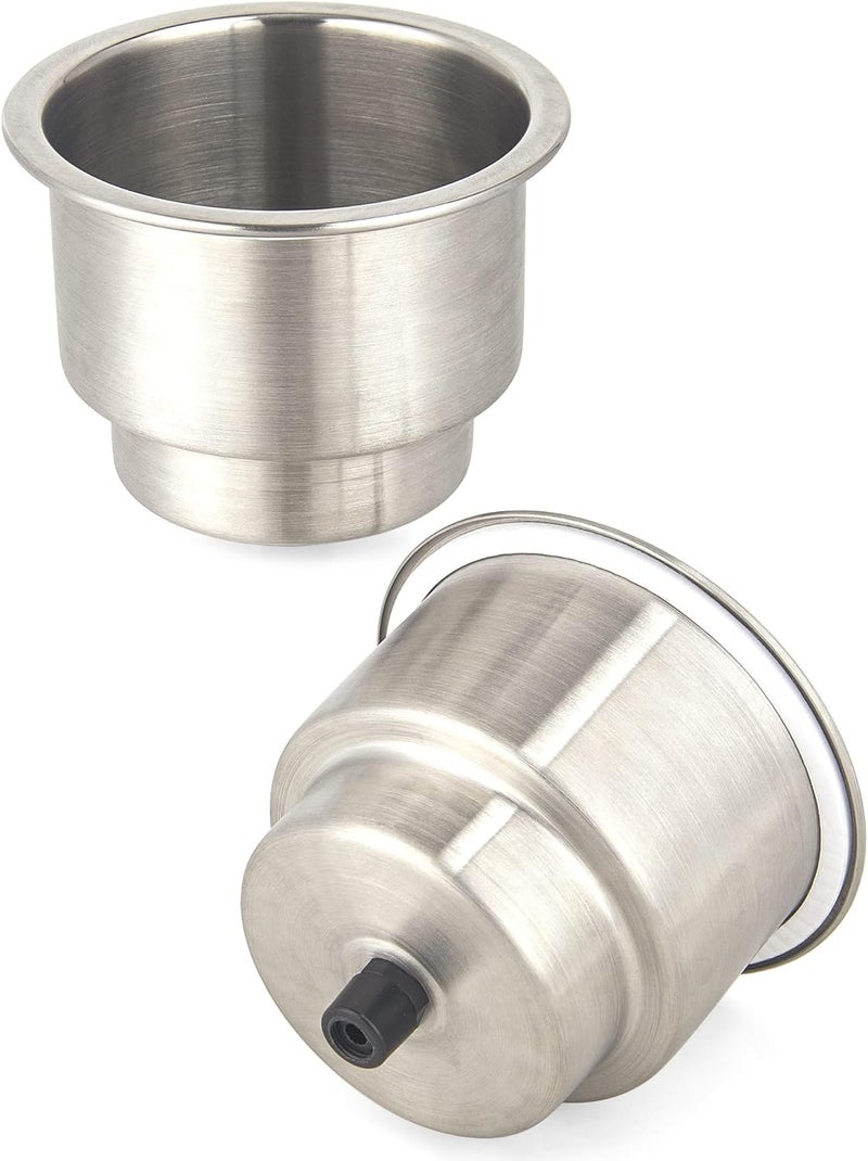Mojiate 2-Pack Stainless Boat Cup Holder Insert | Marine-Grade for Boat, RV, Camper, Truck & Yacht | Includes Mounting Gasket & Internal Pad - Image 1